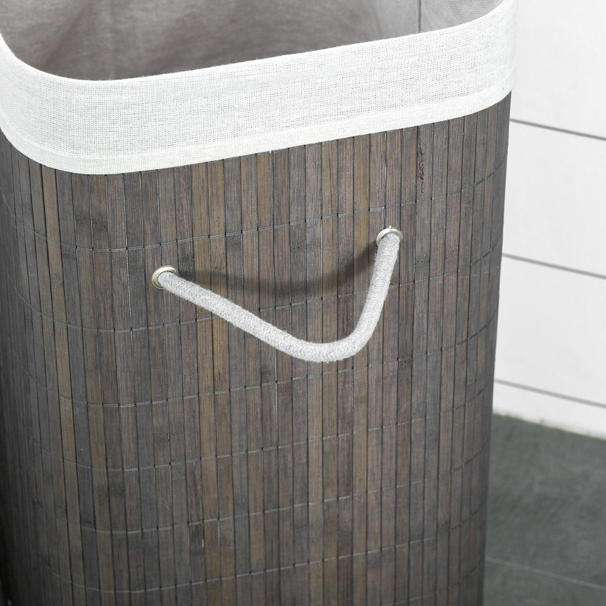 Bamboo Laundry Basket Slim with Lid 83L Laundry Hamper with Handles, Removable Laundry Bag, Laundry Baskets Laundry Sorter for Laundry Room Bathroom Bedroom Gray