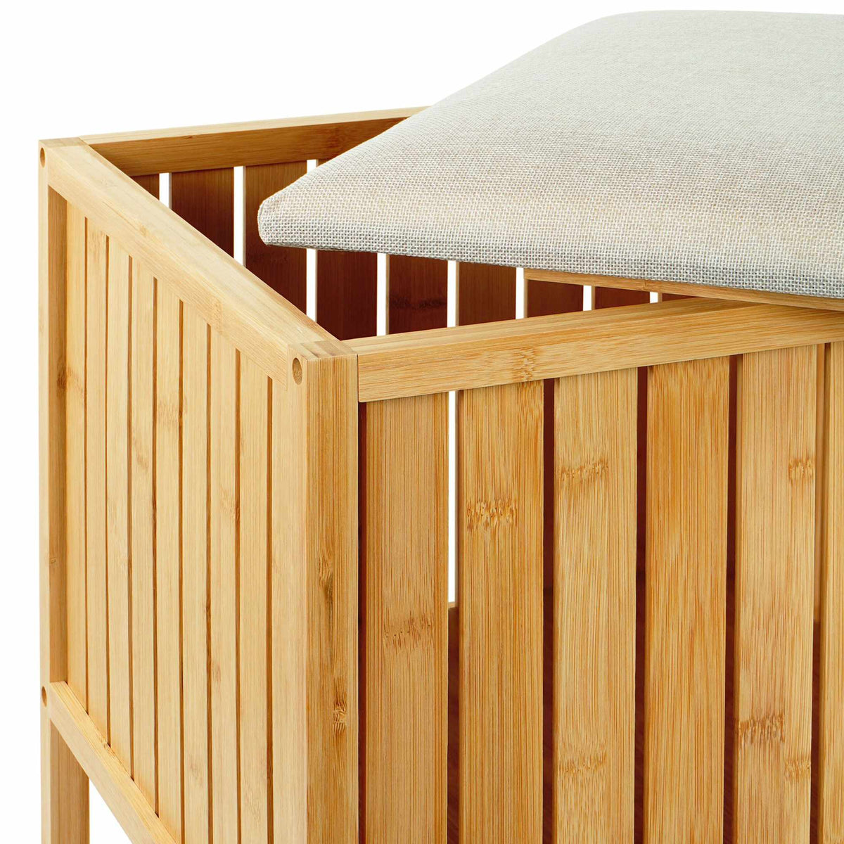 Bamboo Laundry Basket and Seat with Padded Lid