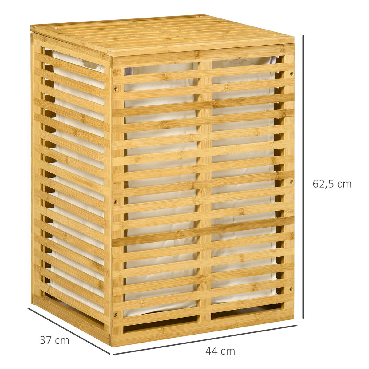 Bamboo Laundry Basket with 63 L Laundry Hamper with Lid Removable Laundry Bag, Rod, Laundry Baskets Laundry Box for Laundry Room Bedroom Bathroom Natural Wood |