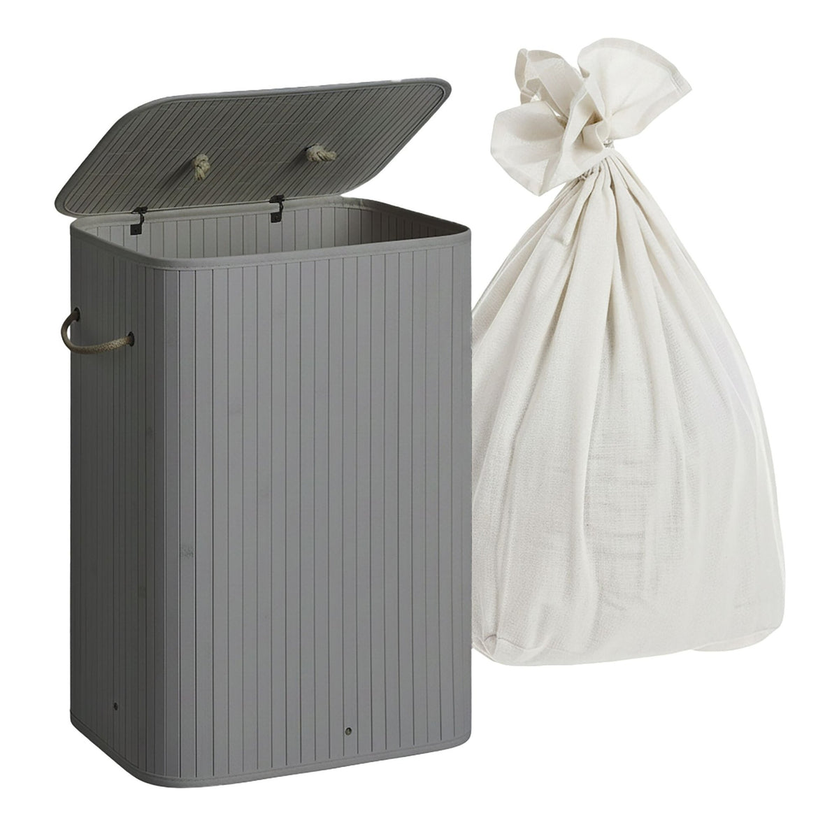 Bamboo Laundry Bin with Lid and Washable Bag