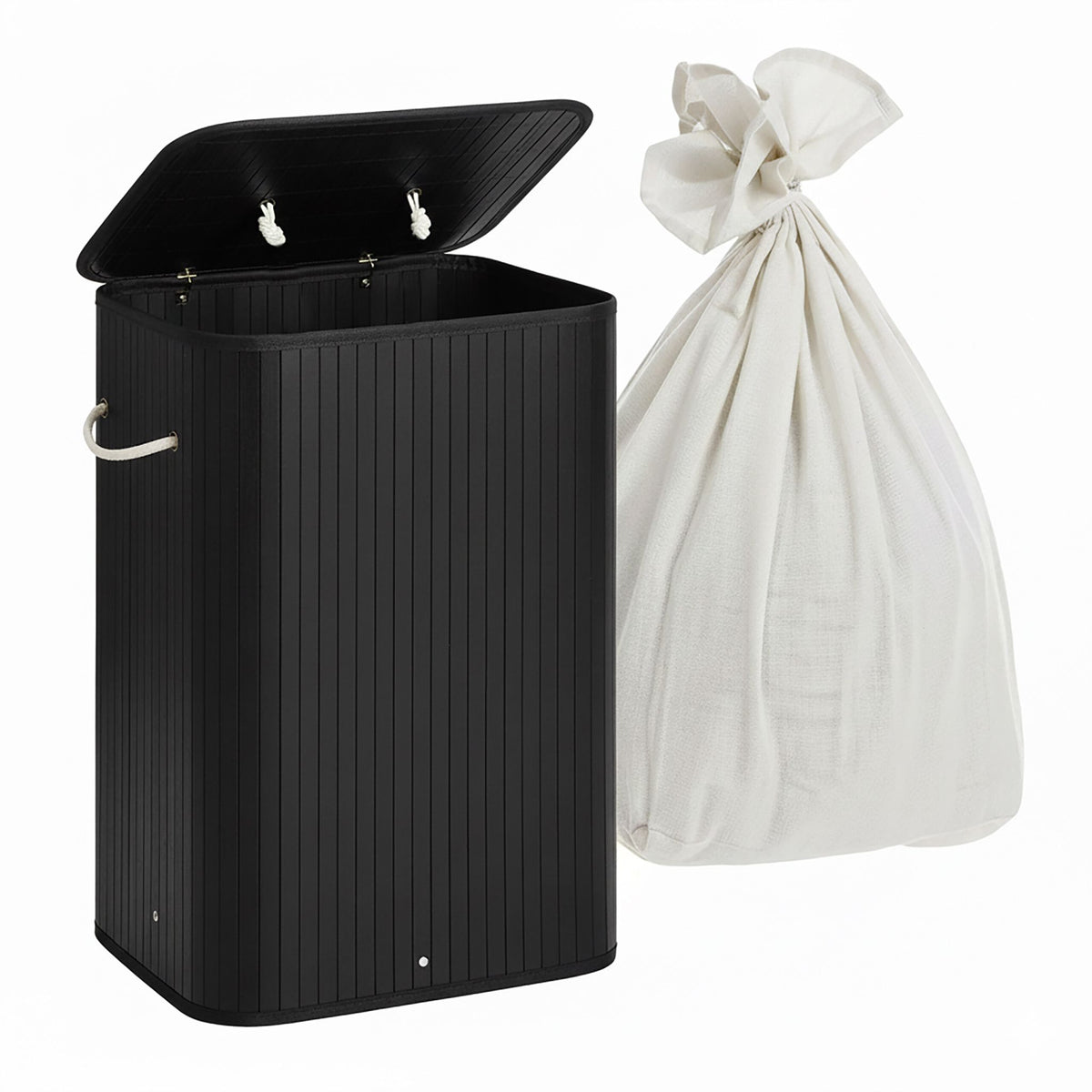 Bamboo Laundry Bin with Lid and Washable Bag