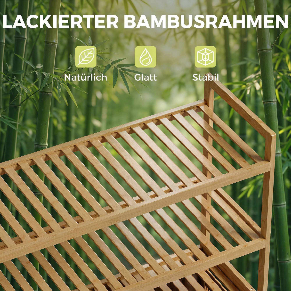 Bamboo Laundry Cabinet with Tilt Baskets and Shelves