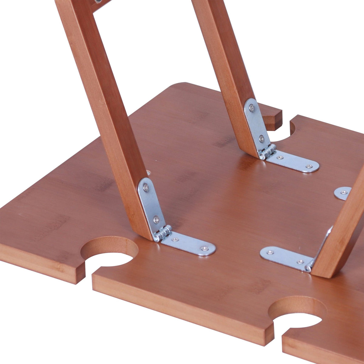 Bamboo Picnic Wine Tray with Glass and Bottle Holders