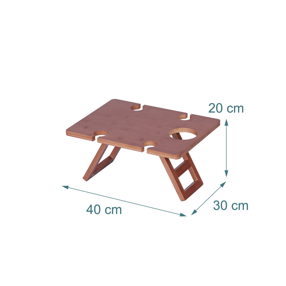 Bamboo Picnic Wine Tray with Glass and Bottle Holders