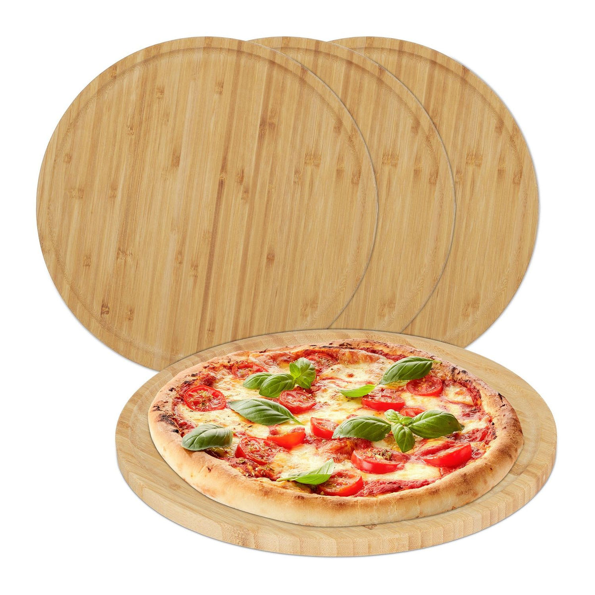 Bamboo Pizza & Serving Boards Set, 32 cm, 4-Pack