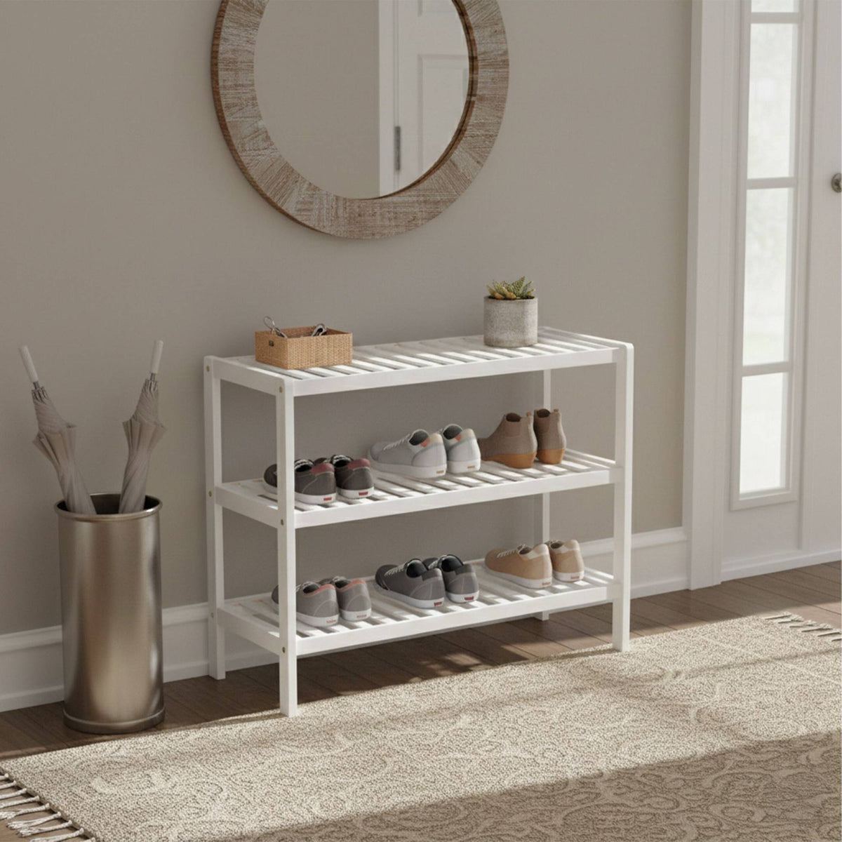 Bamboo Shoe Rack – 3-Tier, Space-Saving Design