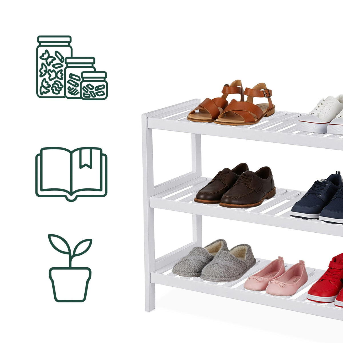 Bamboo Shoe Rack, 3-Tier, Space-Saving Design