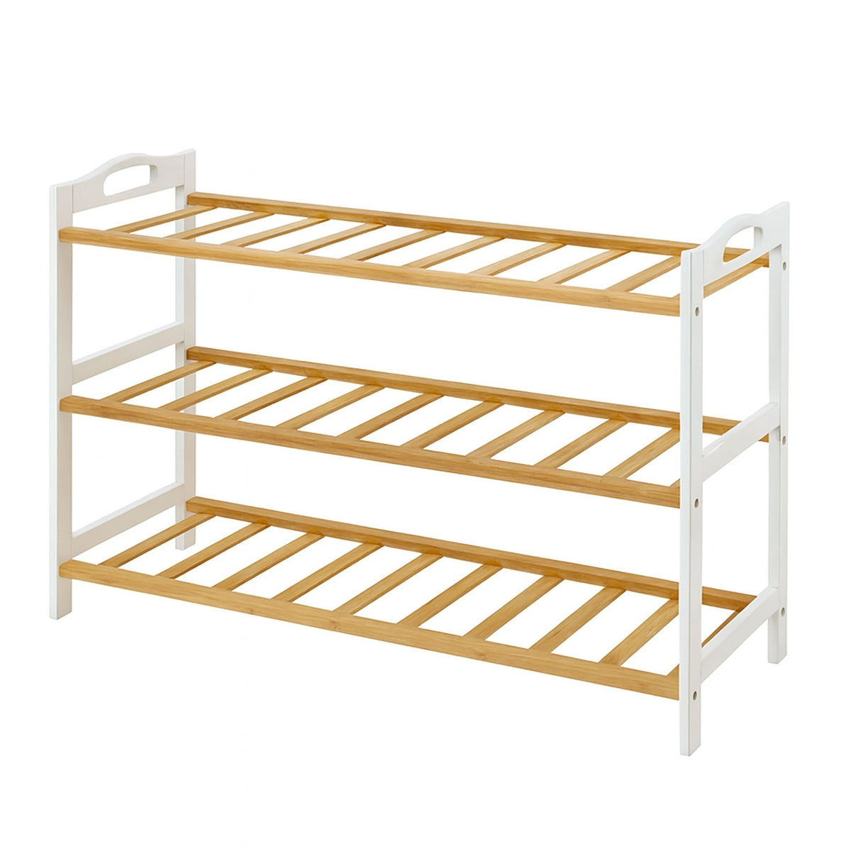 Bamboo Shoe Rack, 3 Tiers, Holds 9 Pairs