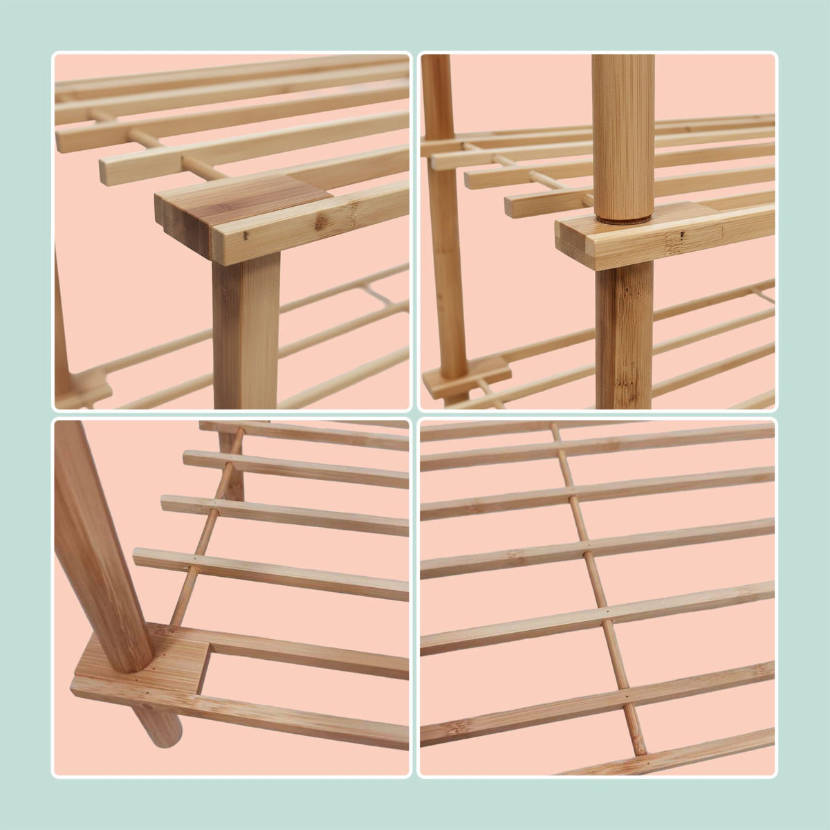 Bamboo Shoe Rack, Space-Saving, Holds 9 Pairs