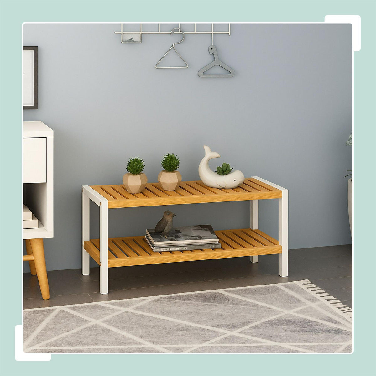 Bamboo Shoe Rack – Space-Saving, Holds 9 Pairs