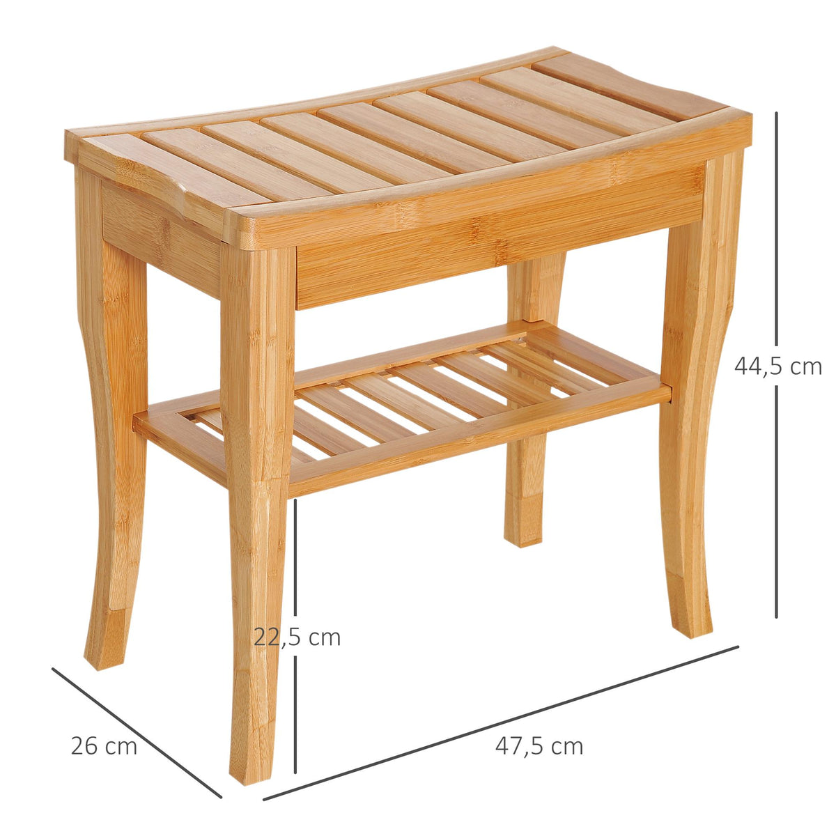 Bamboo Shower Bench with Storage Shelf, Water-Resistant