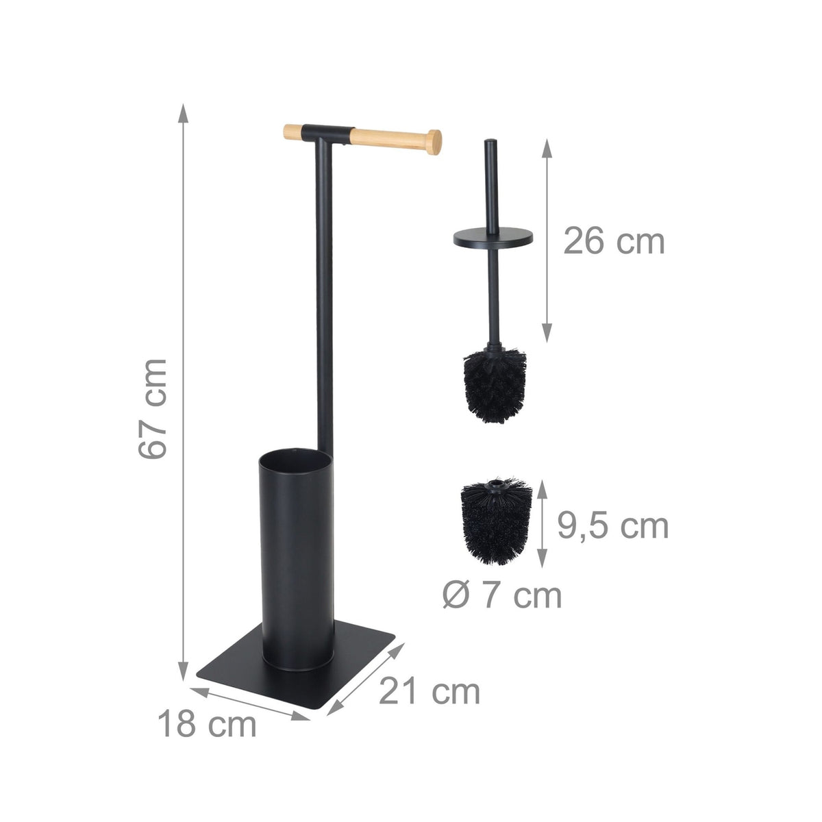 Bamboo & Steel Toilet Brush and Paper Holder Set