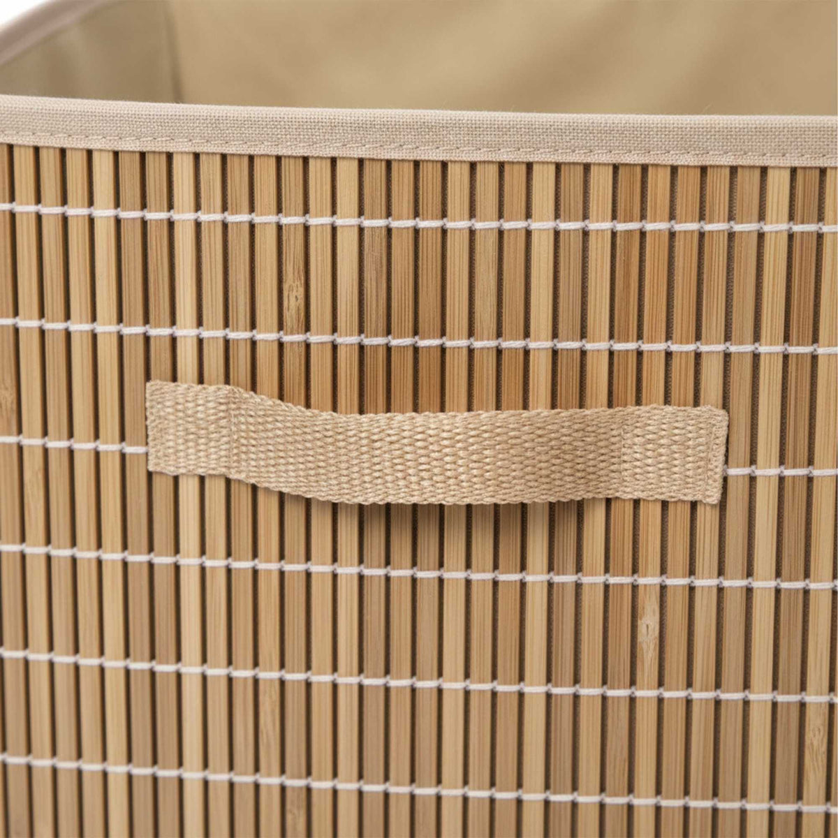 Bamboo Storage Baskets, Foldable With Pull Loop