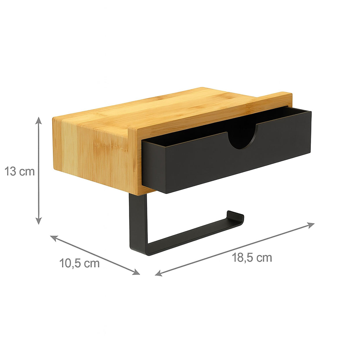 Bamboo Toilet Roll Holder with Shelf – Wall Mounted