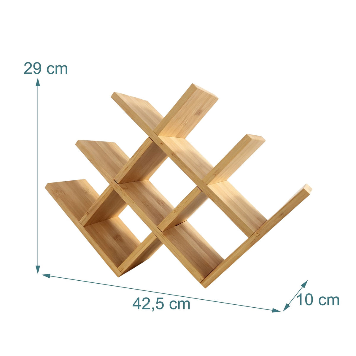 Bamboo Wine Rack – Holds 8 Bottles, W-Shaped Design