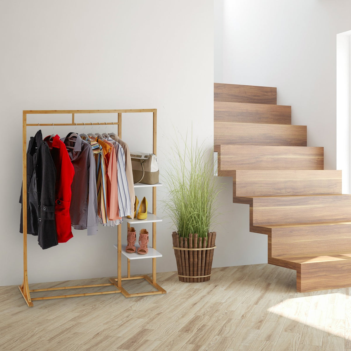 Bamboo and MDF Coat Rack