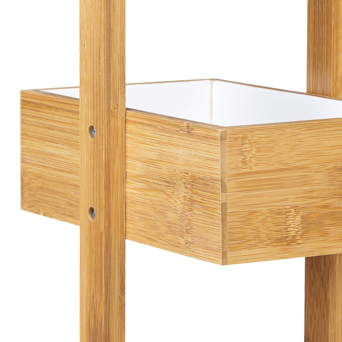 Bamboo bathroom shelf with 4 compartments