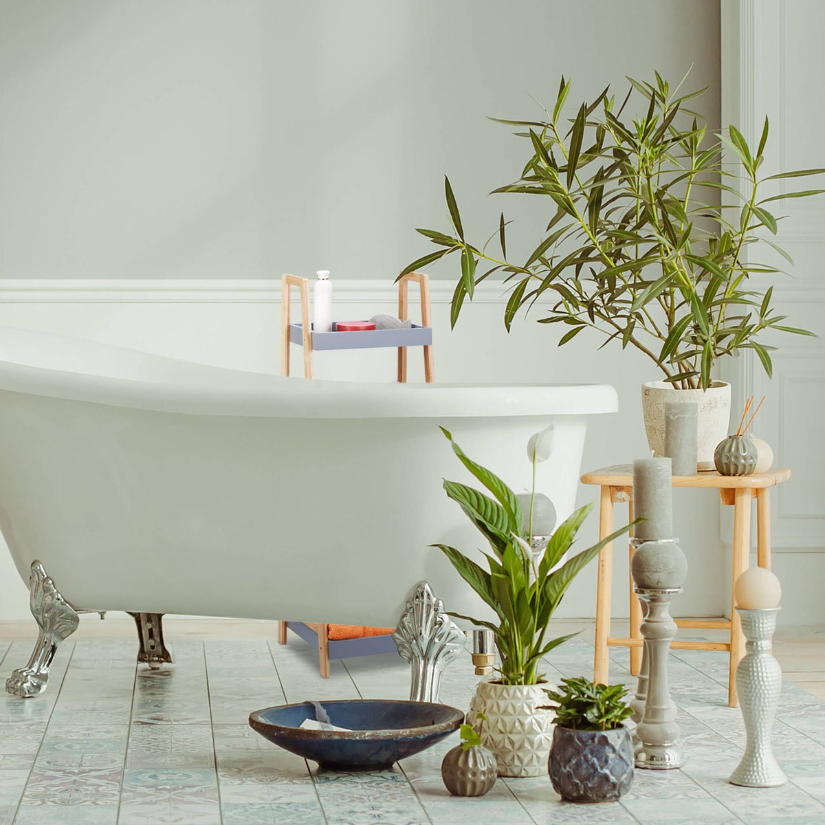 Bamboo bathroom shelf with 4 shelves