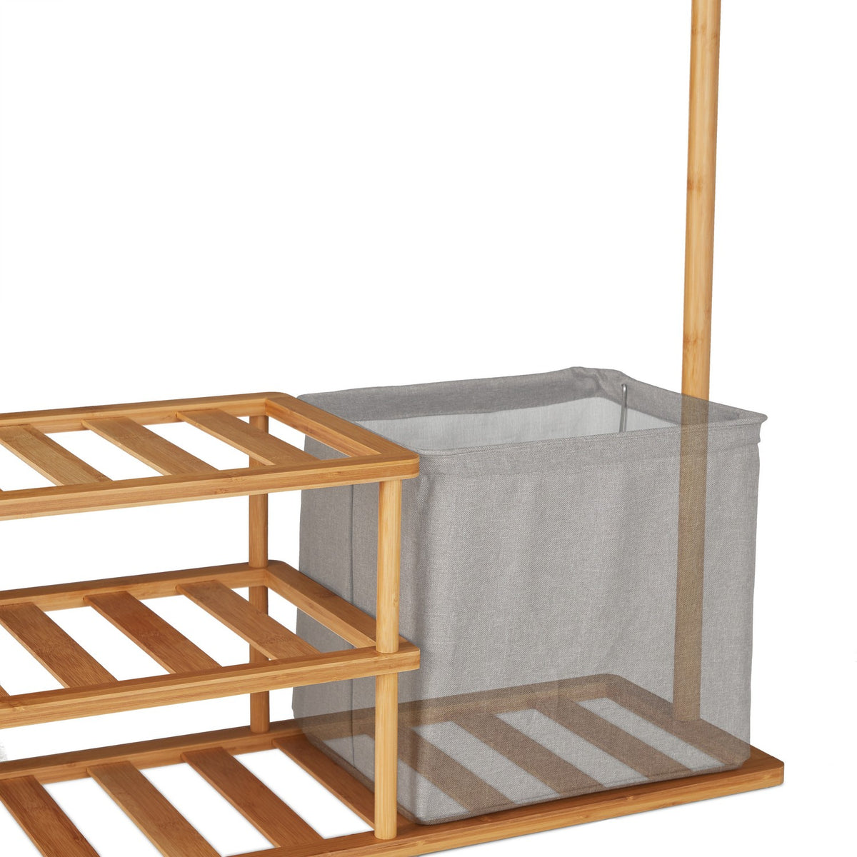 Bamboo clothes hanger with shelves