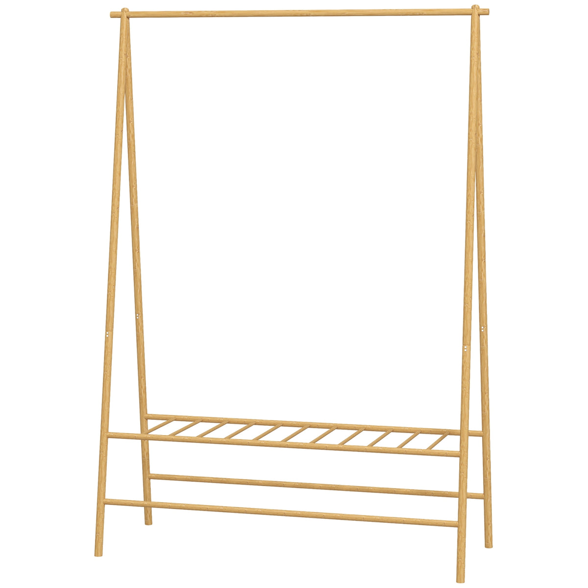 Bamboo coat rack, clothes rack with shelves and hooks, clothes rack with clothes rail, for hallway, living room, bedroom, 116 x 43.5 x 160 cm, natural wood