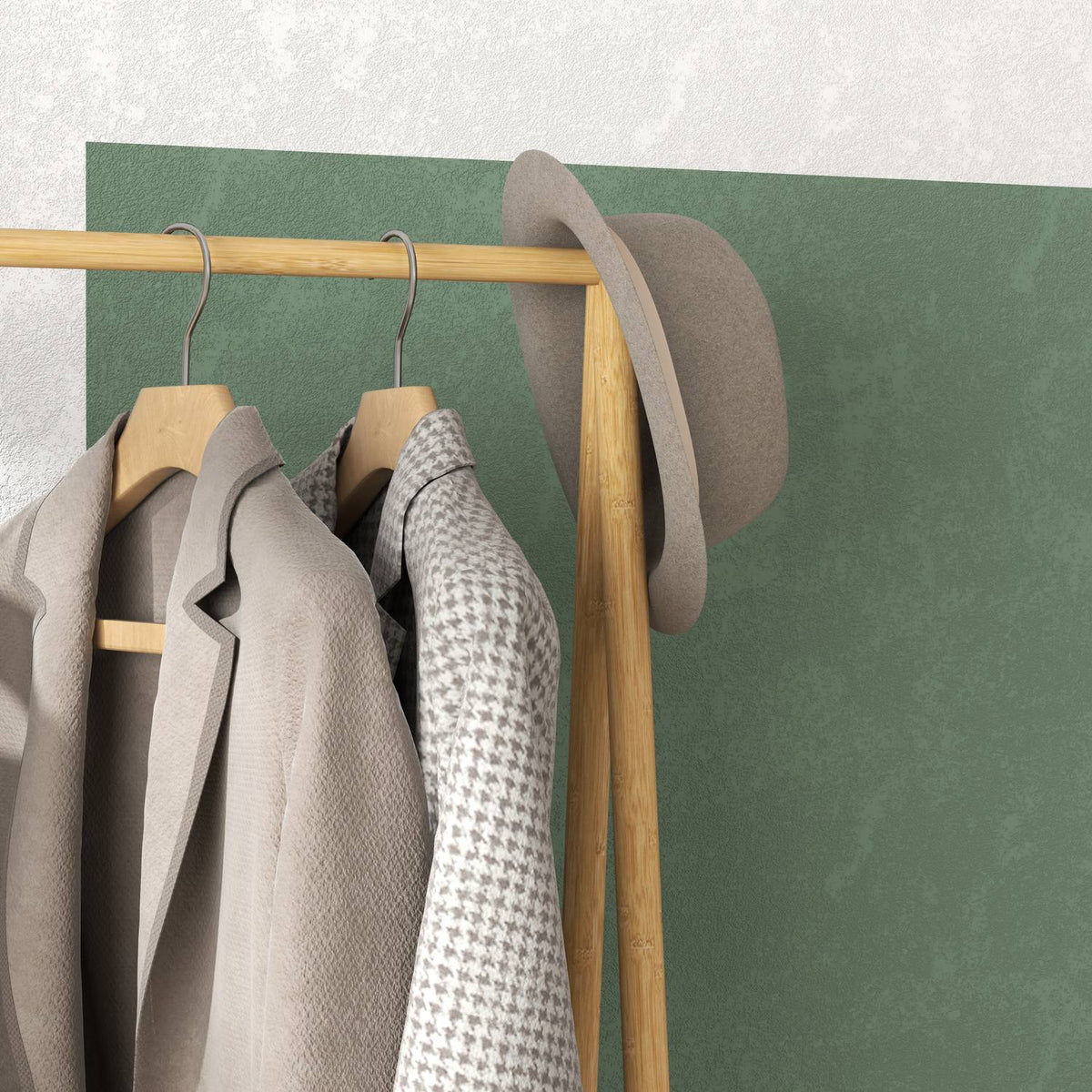 Bamboo coat rack, clothes rack with shelves and hooks, clothes rack with clothes rail, for hallway, living room, bedroom, 116 x 43.5 x 160 cm, natural wood