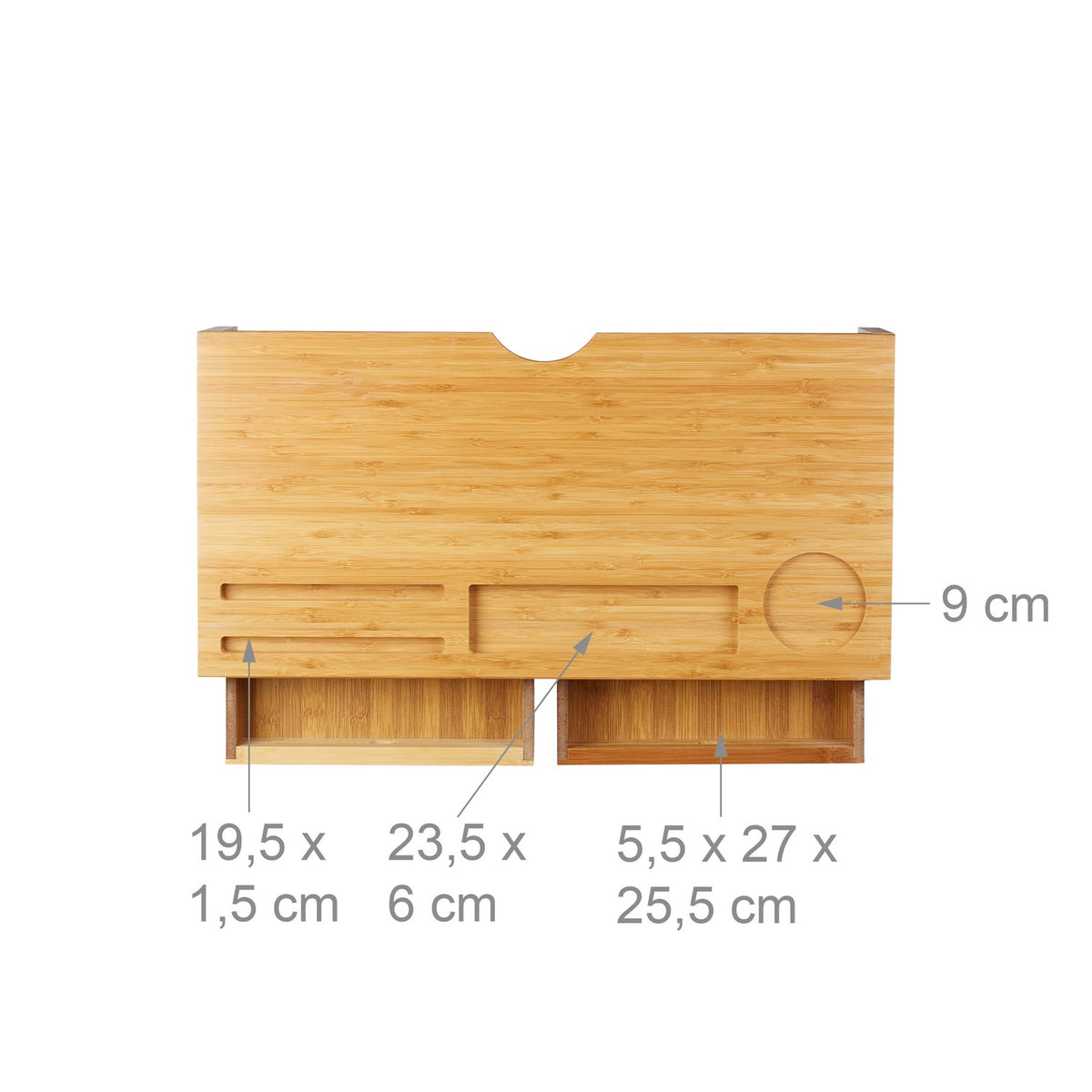 Bamboo display stand with 2 drawers