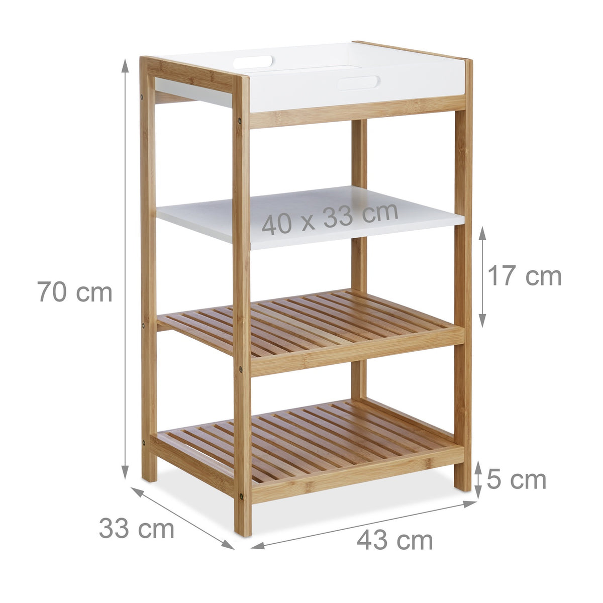 Bamboo kitchen shelf with tray