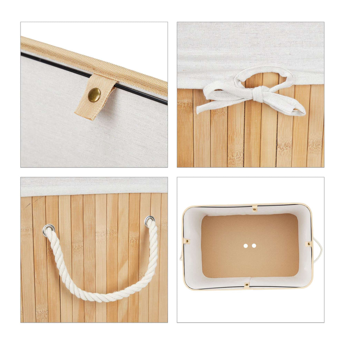 Bamboo laundry basket 3 compartments
