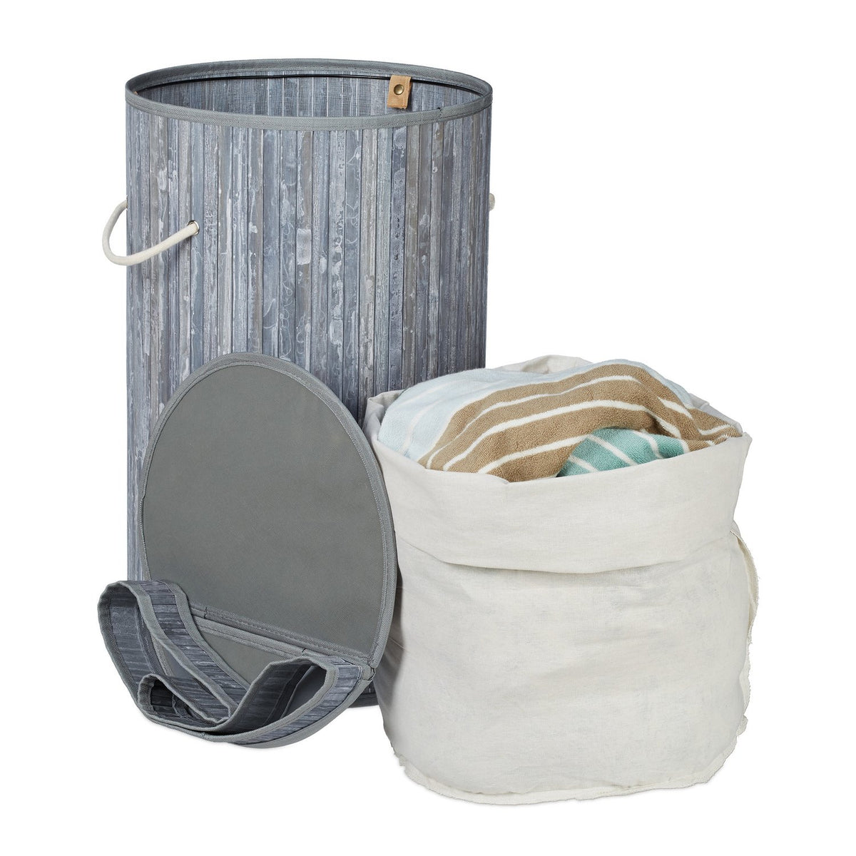 Bamboo laundry basket with lid