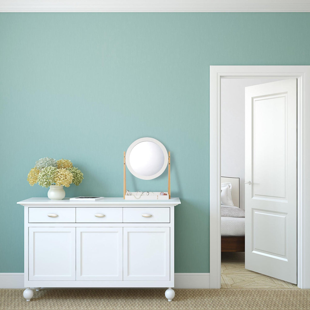 Bamboo mirror with storage