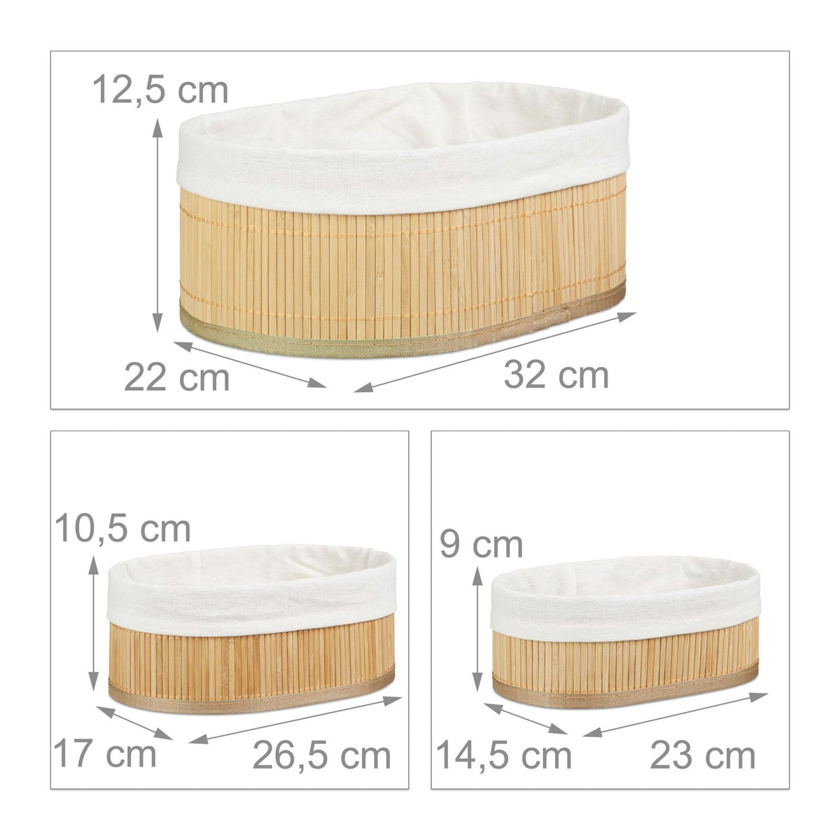 Bamboo shelf basket in three parts