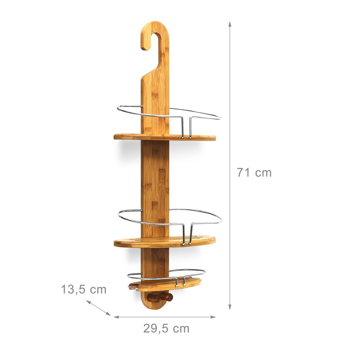 Bamboo shower shelf with 3 shelves