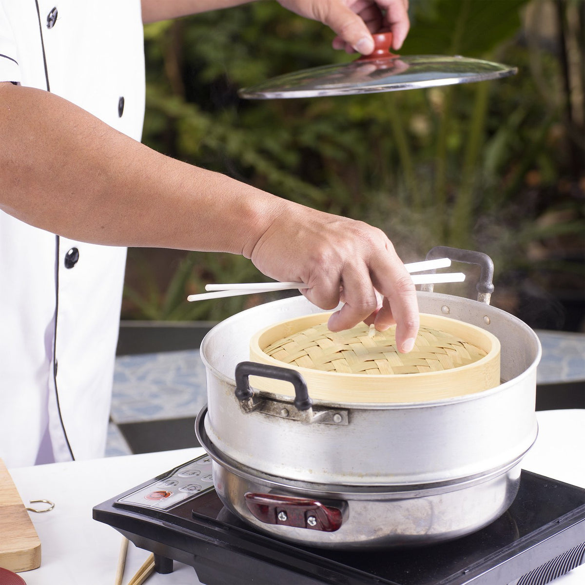 Bamboo steamer with 24 cm diameter