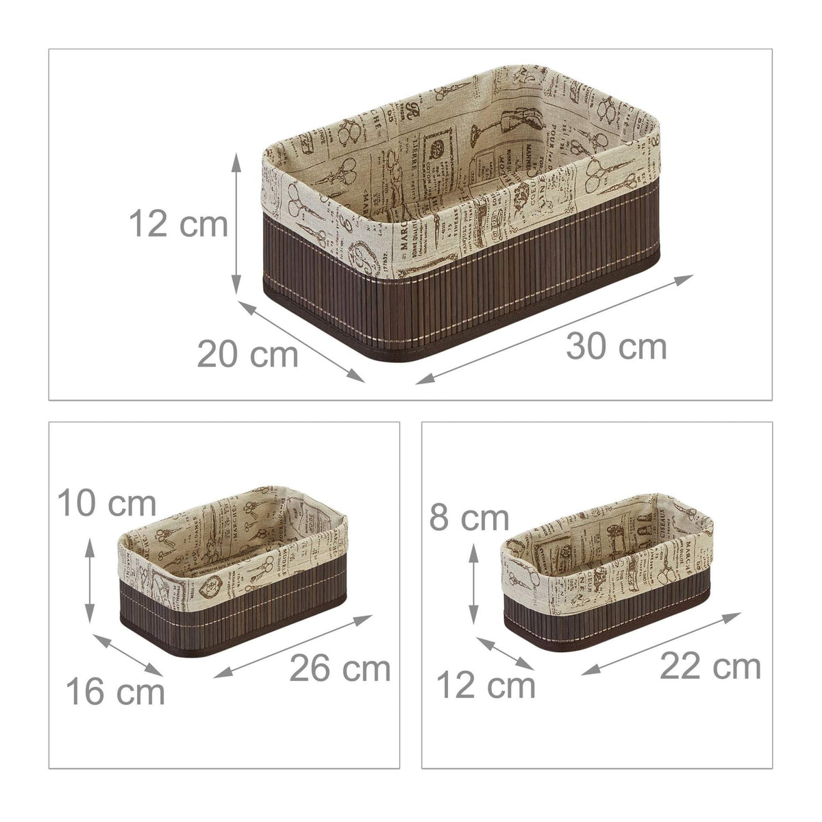 Bamboo storage basket - set of 3