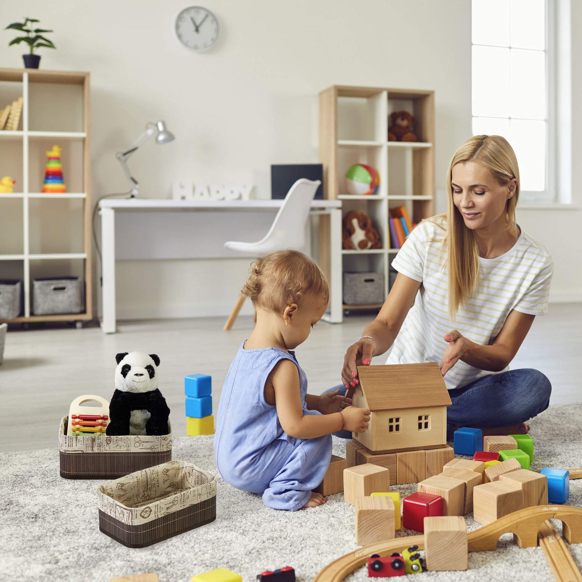 Bamboo storage basket - set of 3