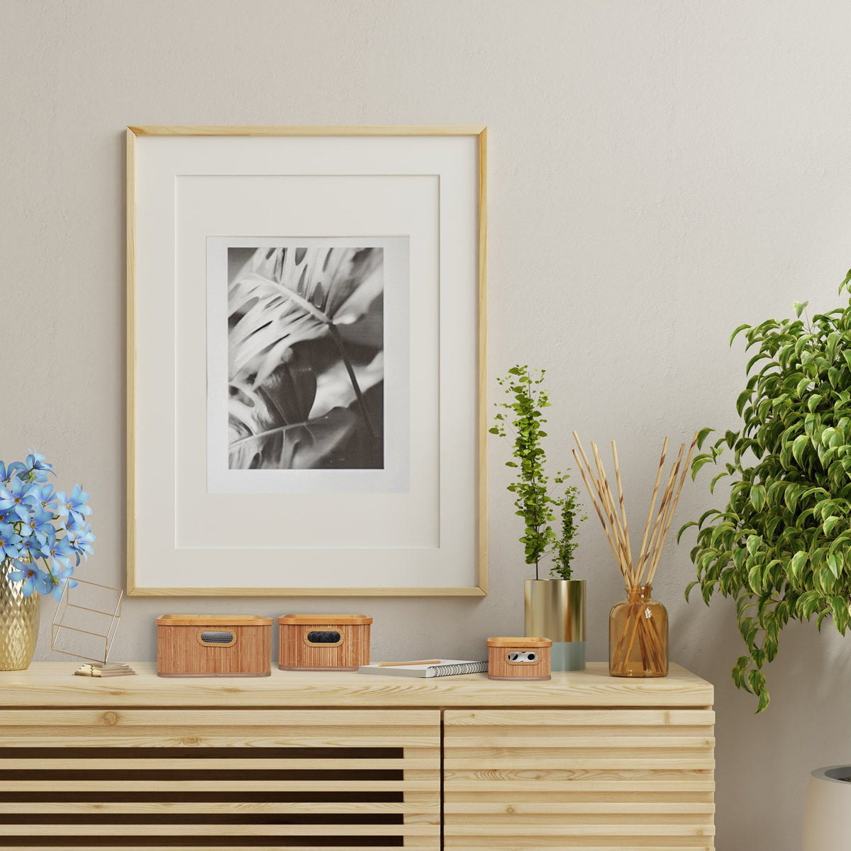 Bamboo storage baskets set of 3