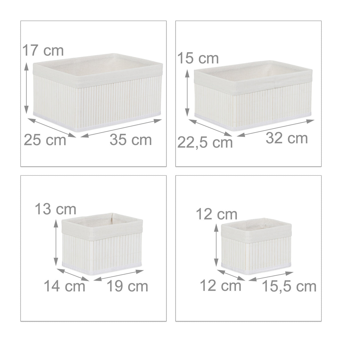 Bamboo storage baskets - set of 6