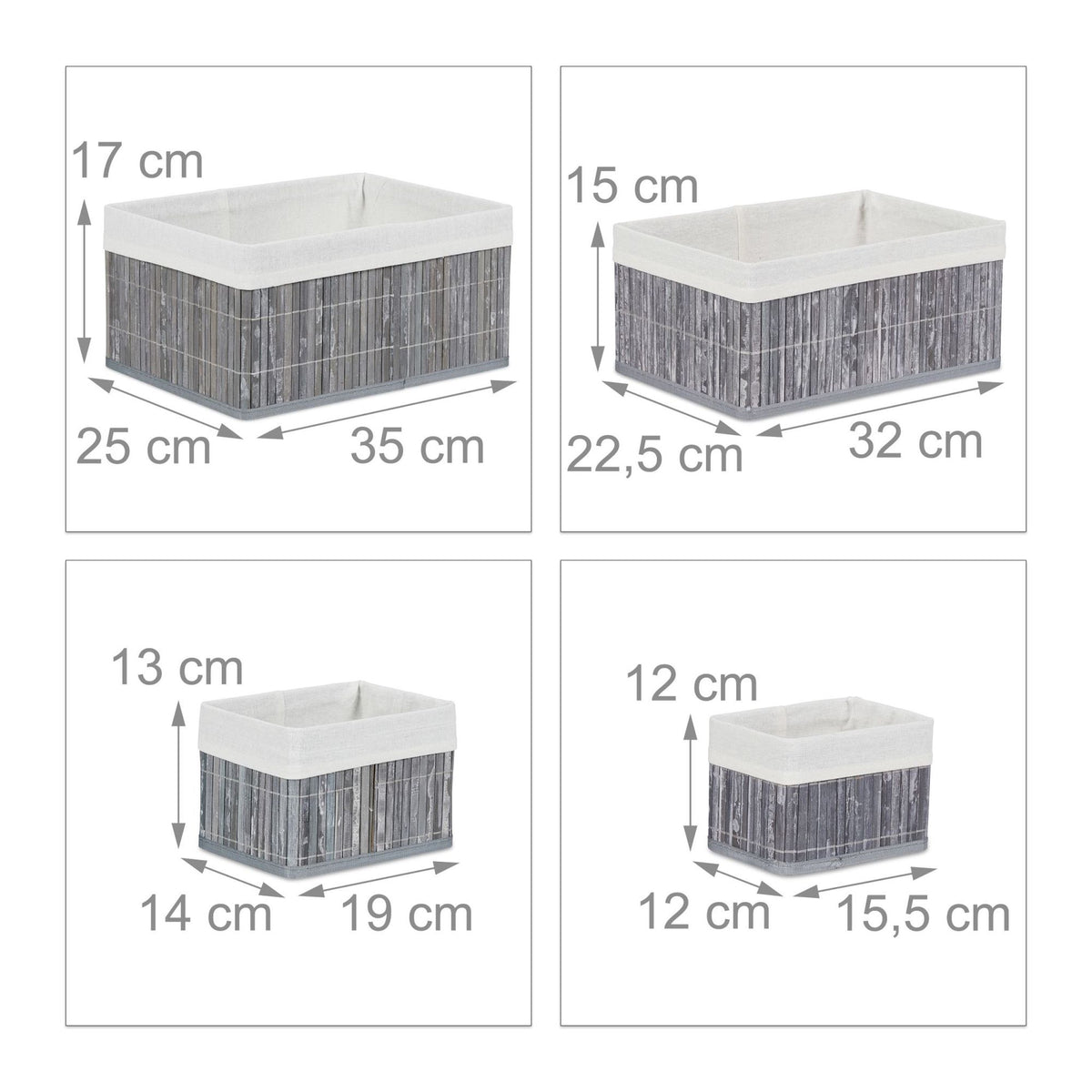 Bamboo storage baskets - set of 6