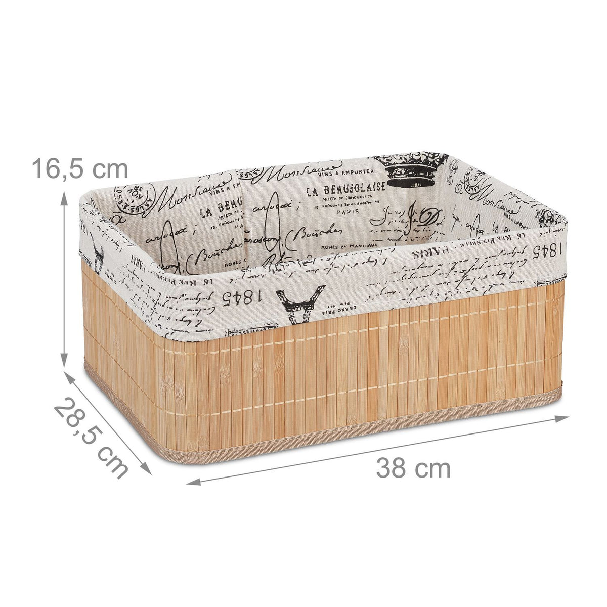 Bamboo storage basket with print