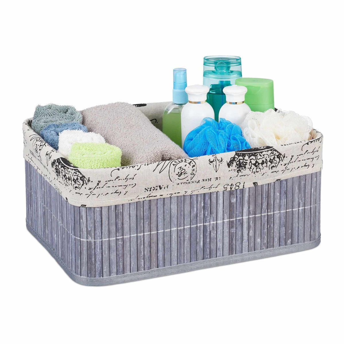 Bamboo storage basket with print