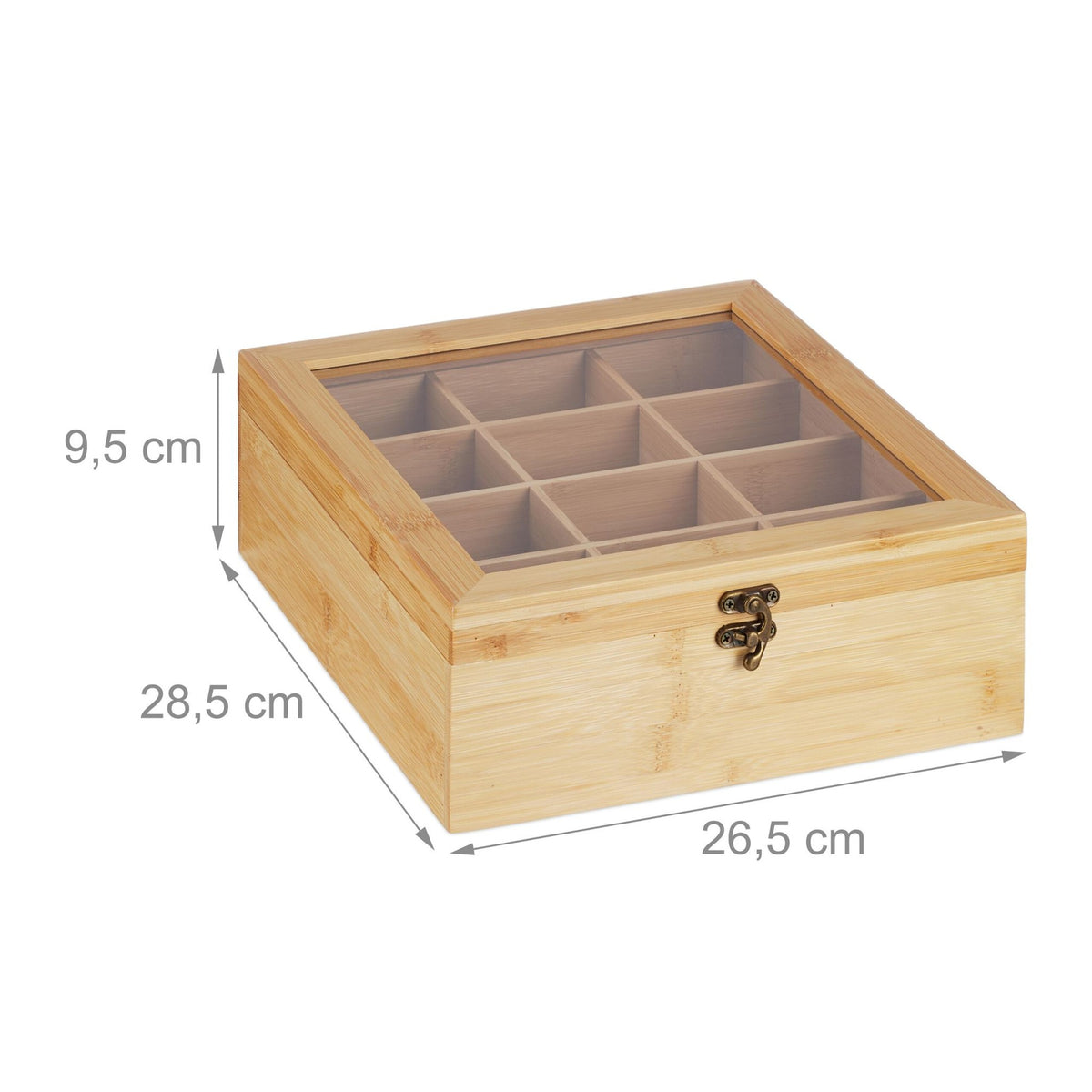 Bamboo tea box with 12 compartments