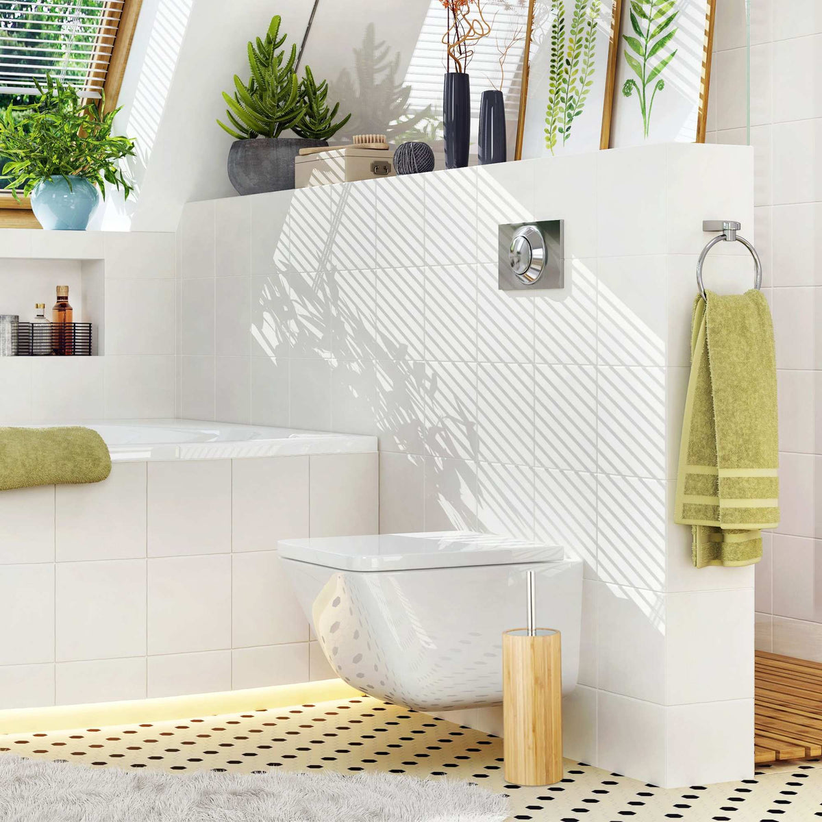 Bamboo toilet brush holder