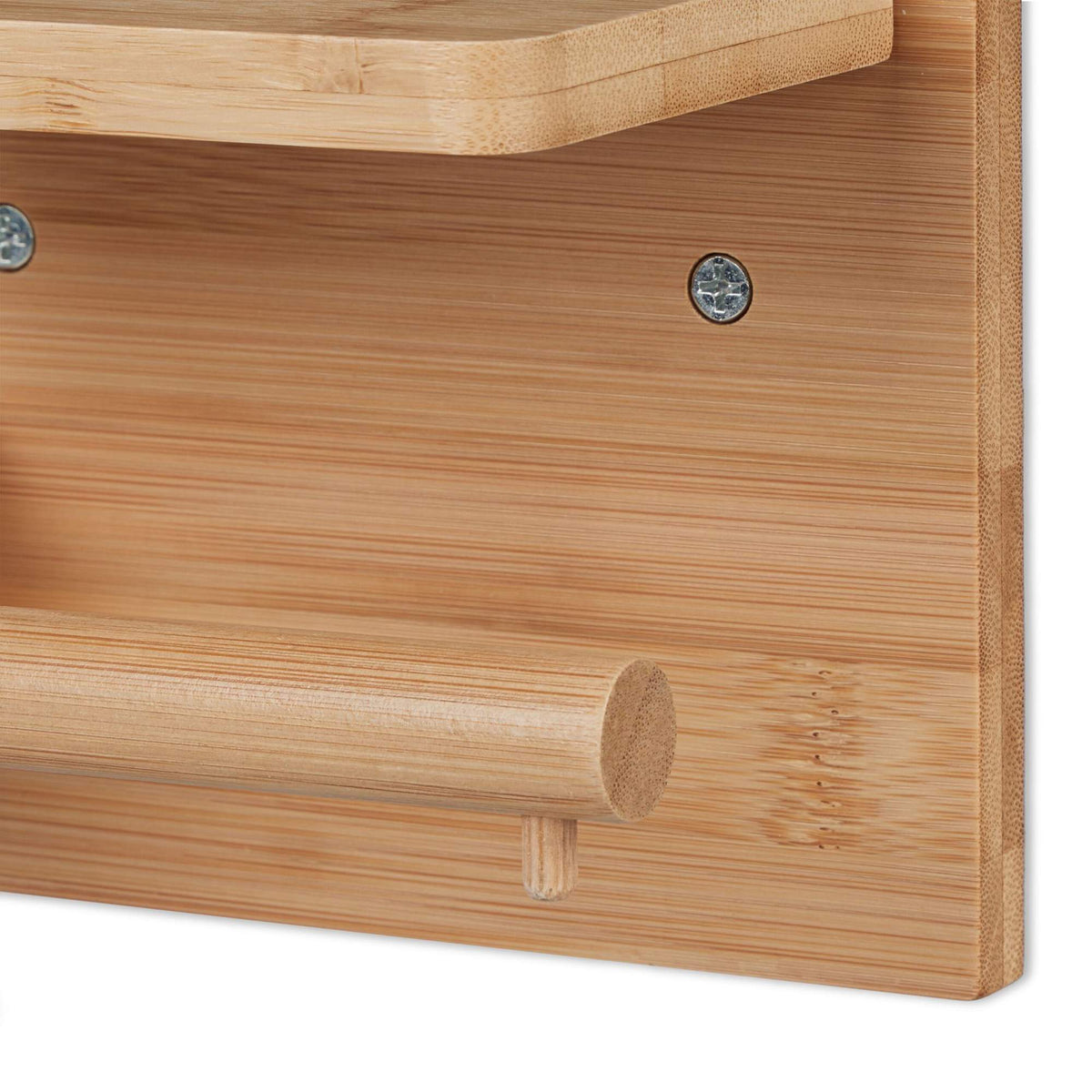 Bamboo toilet paper holder with shelf
