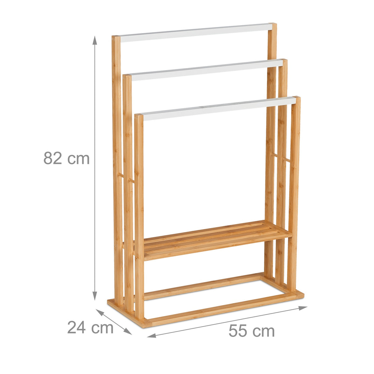 Bamboo towel rack with shelf