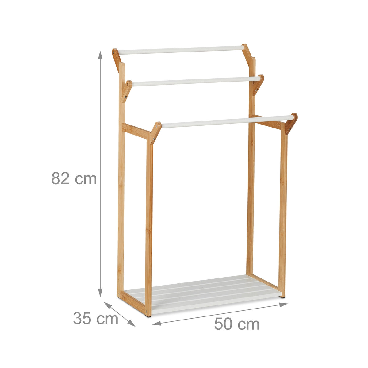 Bamboo towel rail with shelf