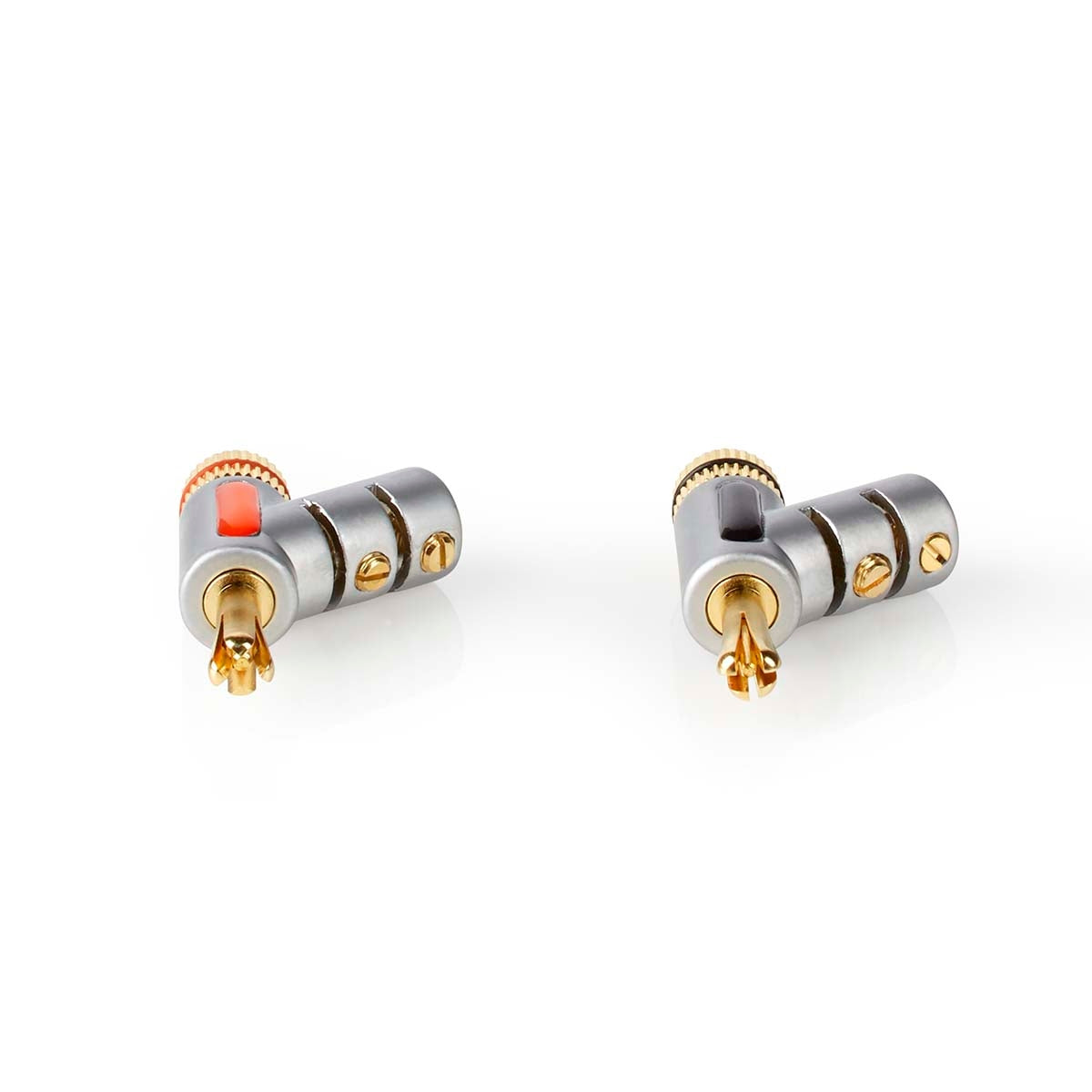 Banana Connector | Straight | Male | Gold Plated | Screw | Cable input diameter: 7.4 mm | Zinc Alloy | Silver | 2 pcs. | Box
