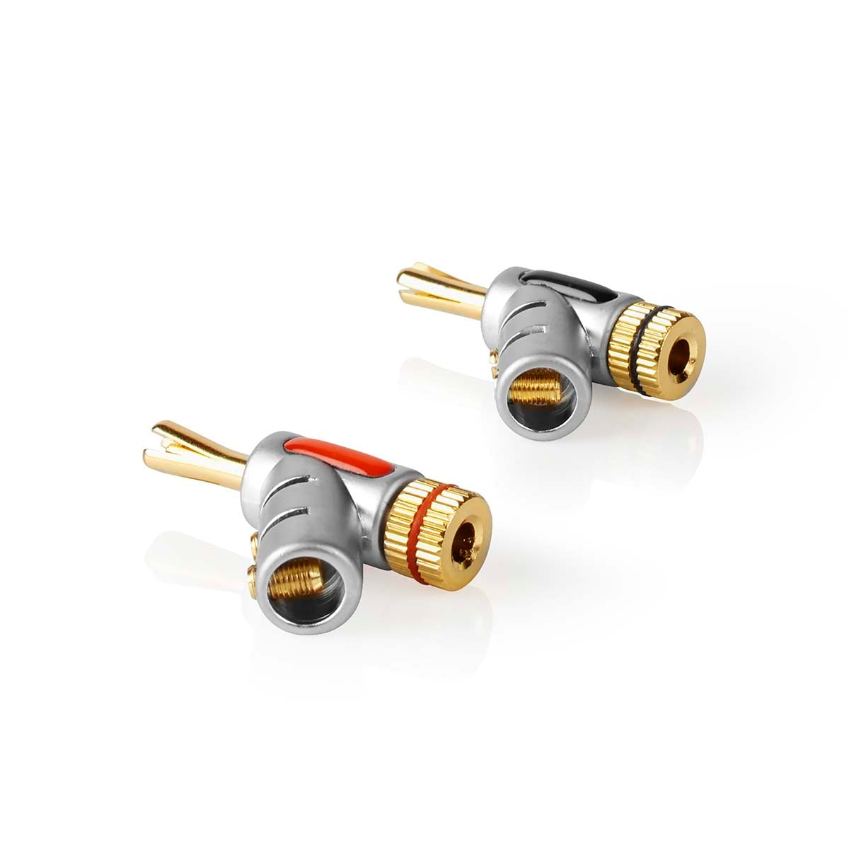 Banana Connector | Straight | Male | Gold Plated | Screw | Cable input diameter: 7.4 mm | Zinc Alloy | Silver | 2 pcs. | Box