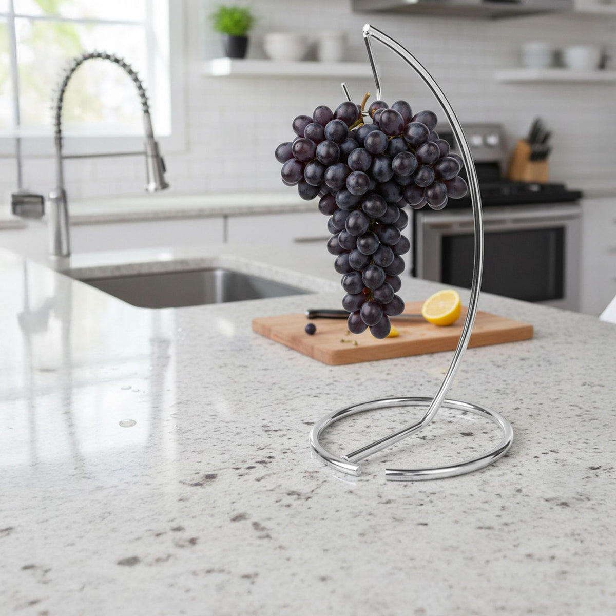 Banana Holder, Silver Metal – Prevents Bruising