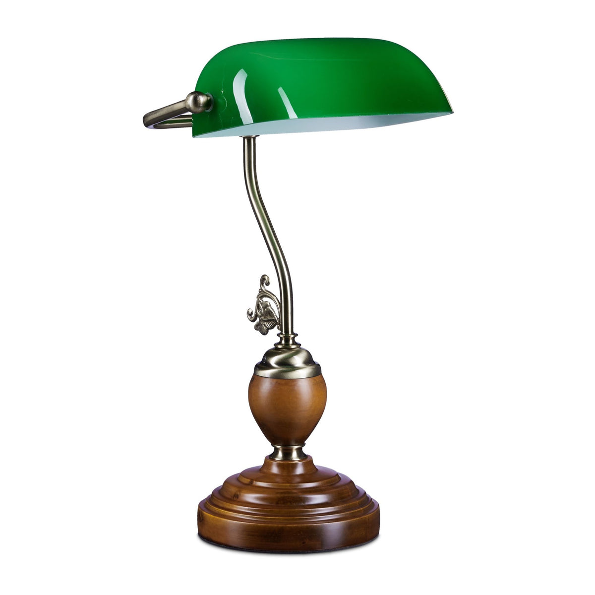 Banker's lamp JONES with wooden base