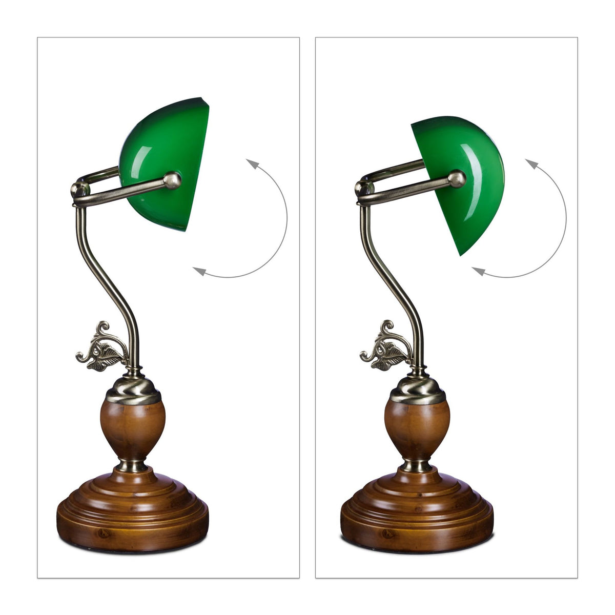 Banker's lamp JONES with wooden base